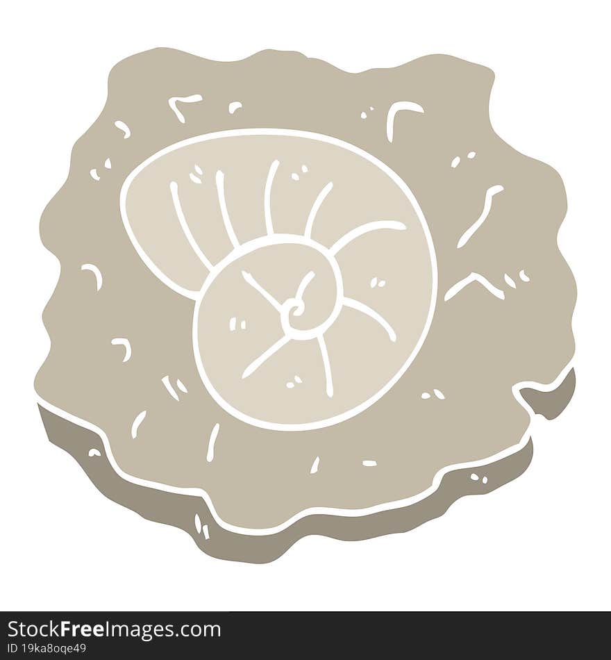 flat color illustration cartoon ancient fossil