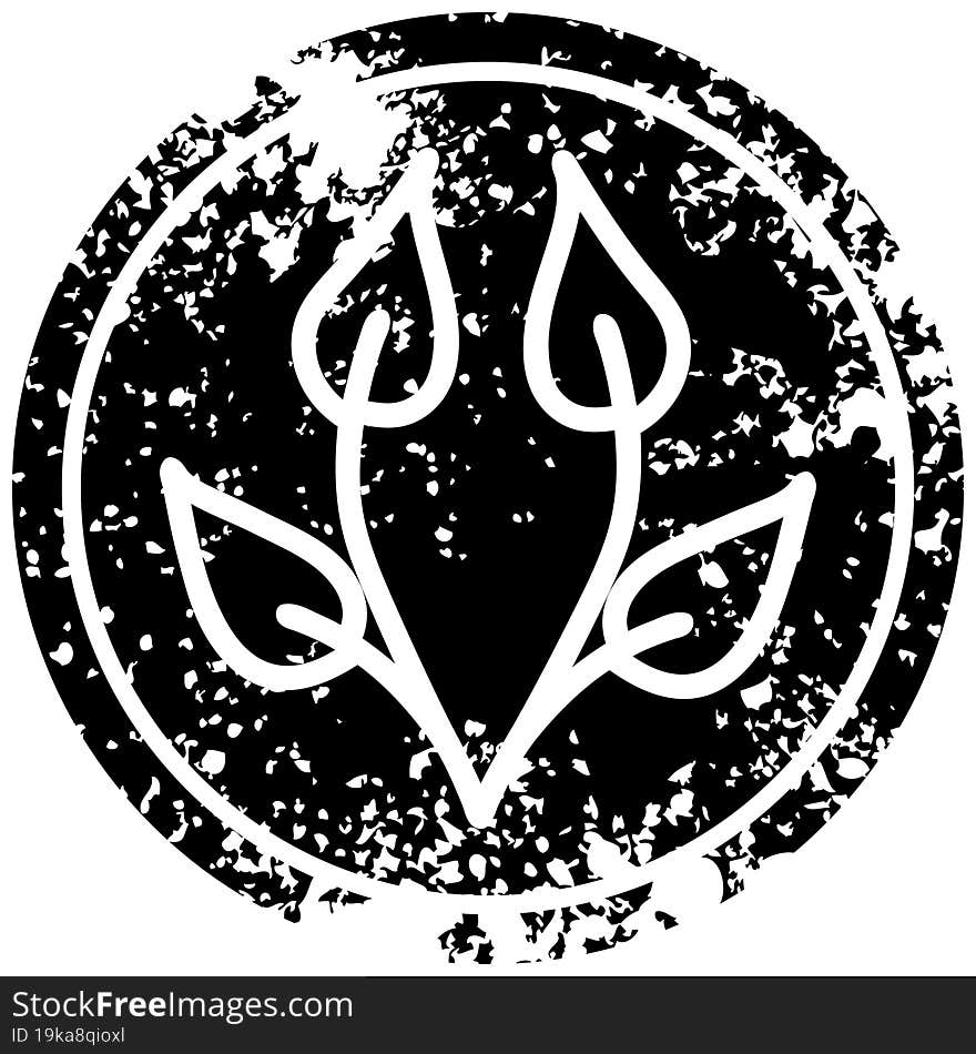 natural leaf distressed icon symbol