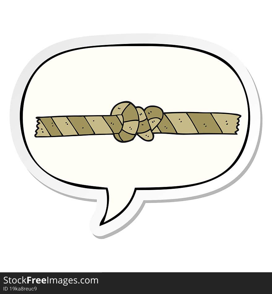 cartoon knotted rope and speech bubble sticker