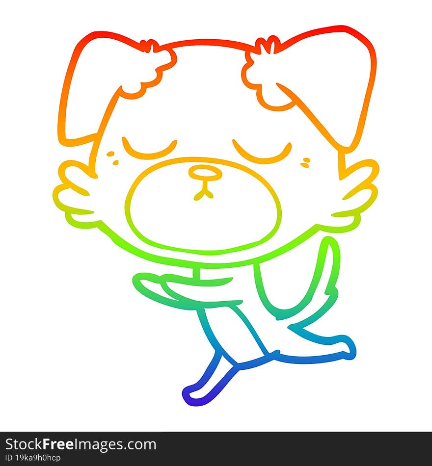 rainbow gradient line drawing of a cute cartoon dog