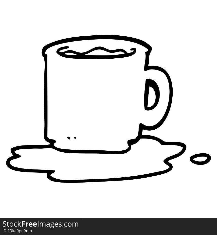 Line Drawing Cartoon Mug Of Coffee