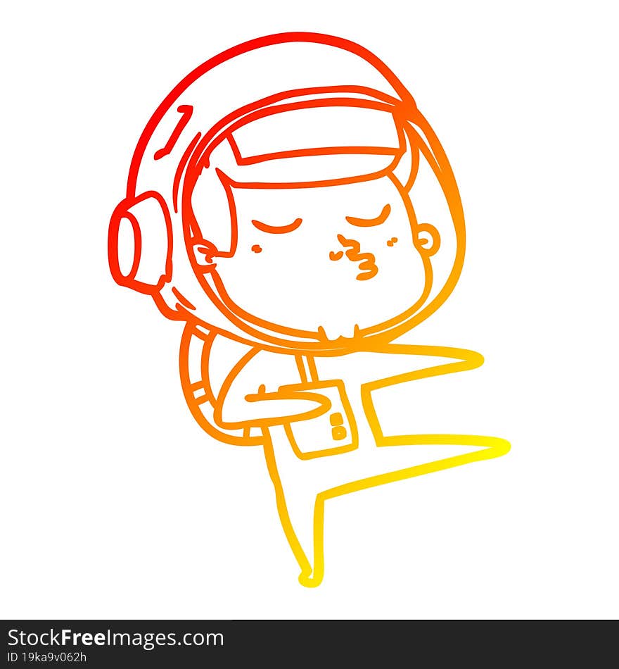 warm gradient line drawing cartoon confident astronaut