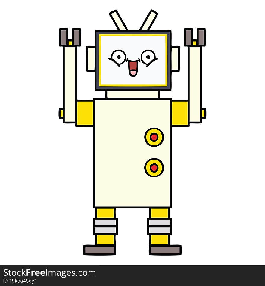 cute cartoon happy robot