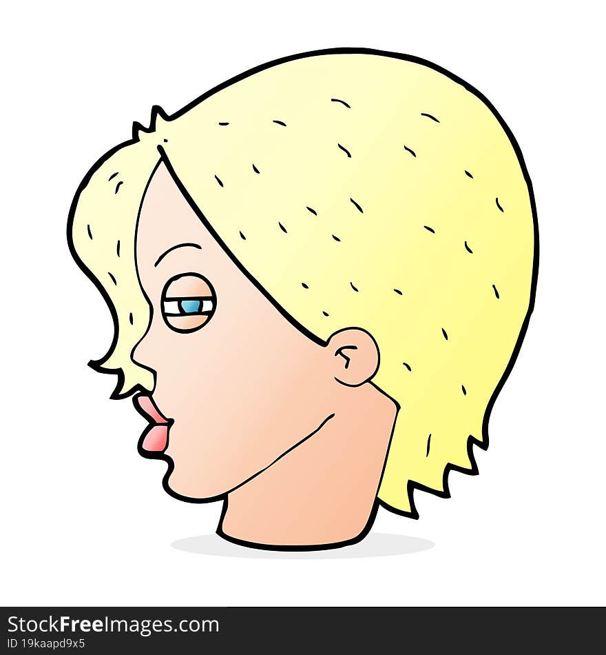 cartoon female face with narrowed eyes