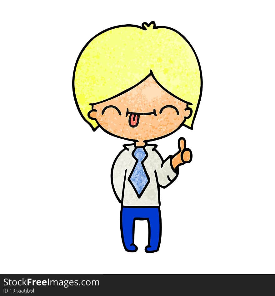 Textured Cartoon Of Boy With Thumb Up