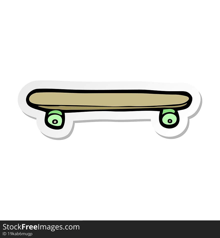 Sticker Of A Cartoon Skateboard