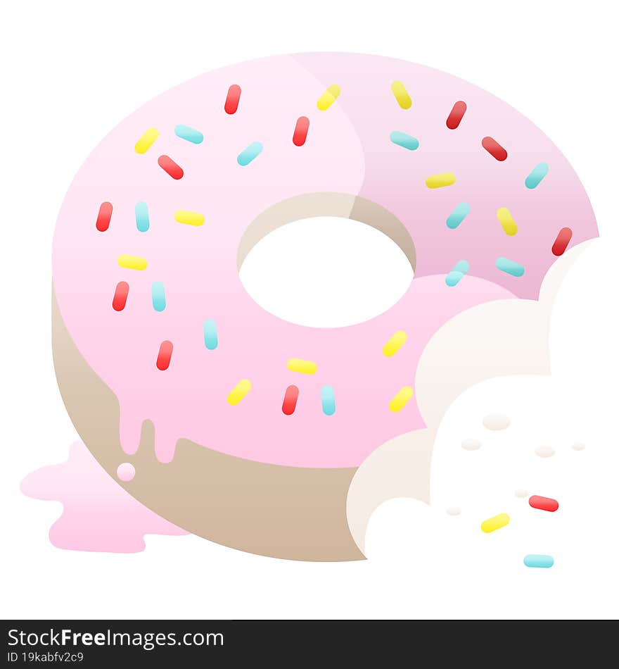 bitten frosted donut graphic icon