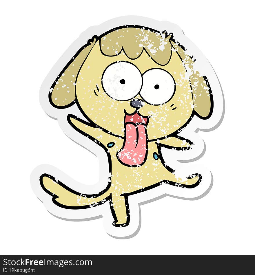 Distressed Sticker Of A Cute Cartoon Dog