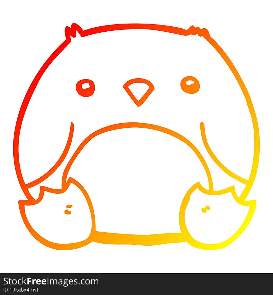 warm gradient line drawing cartoon penguin