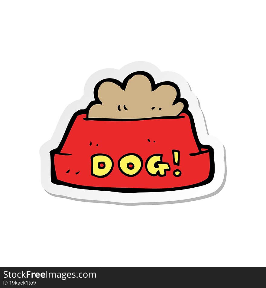 sticker of a cartoon dog food