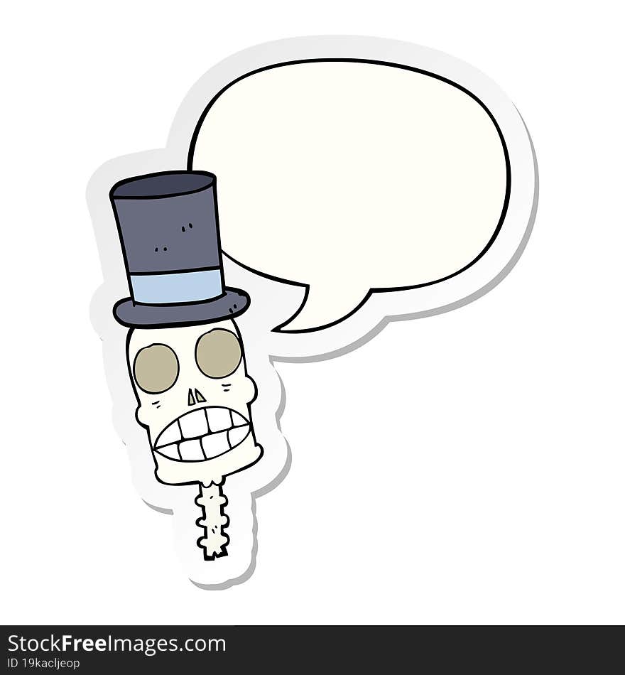 cartoon spooky skull and speech bubble sticker