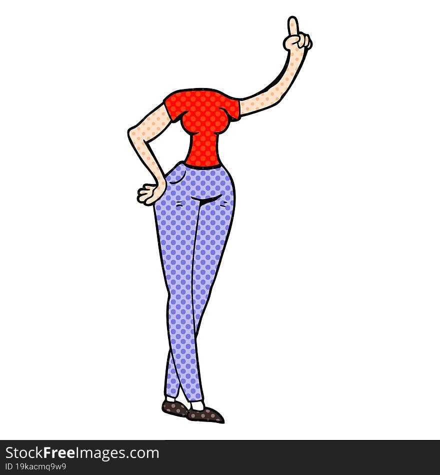 cartoon female body with raised hand