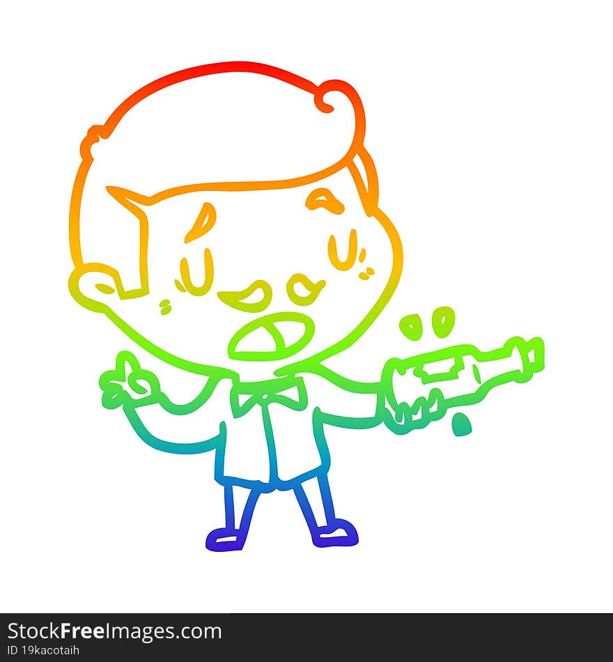 rainbow gradient line drawing of a wine expert explaining