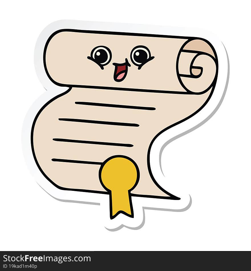 sticker of a cute cartoon contract