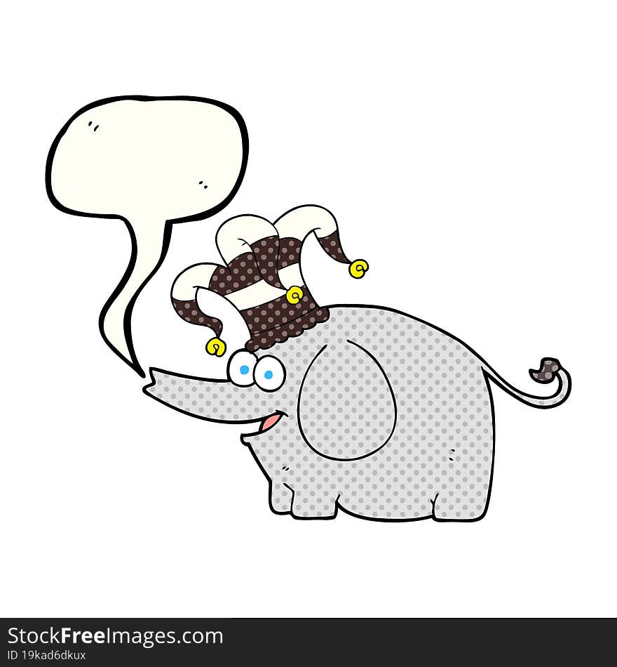 comic book speech bubble cartoon elephant wearing circus hat