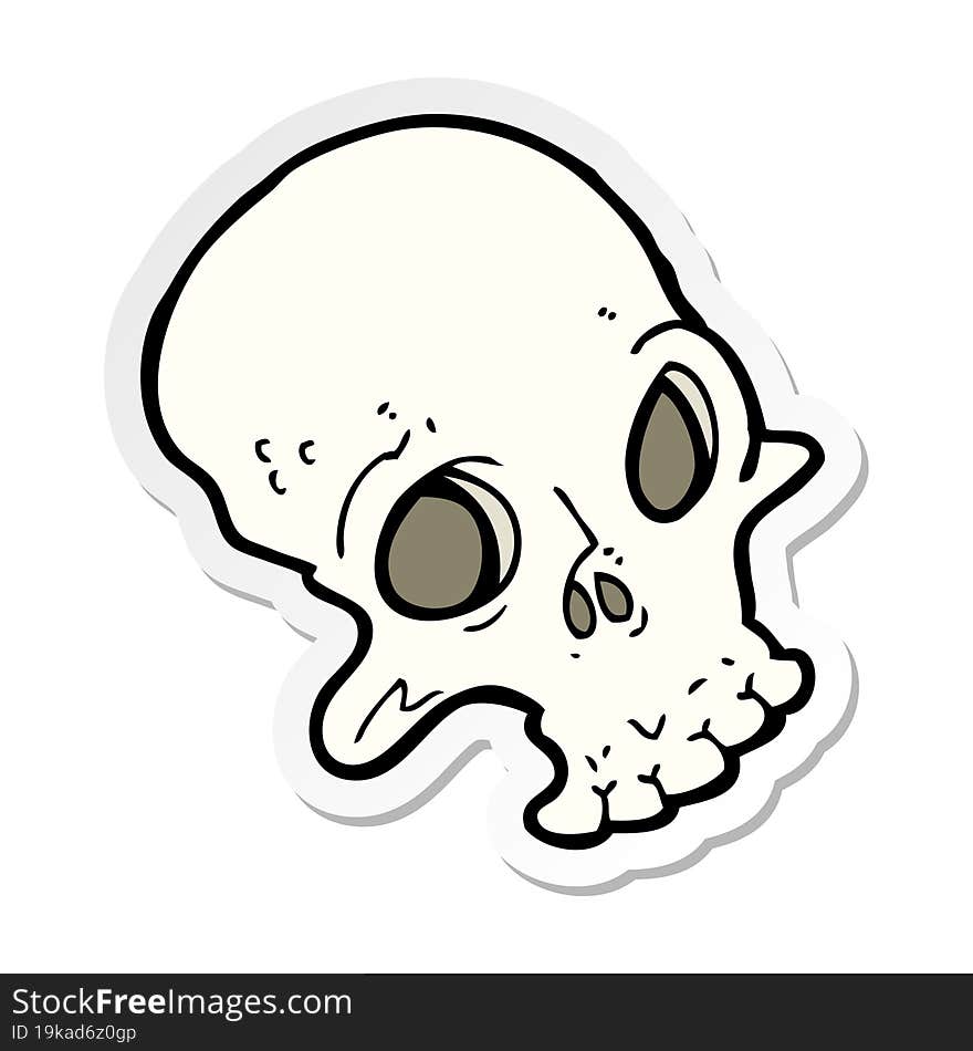 sticker of a cartoon spooky skull