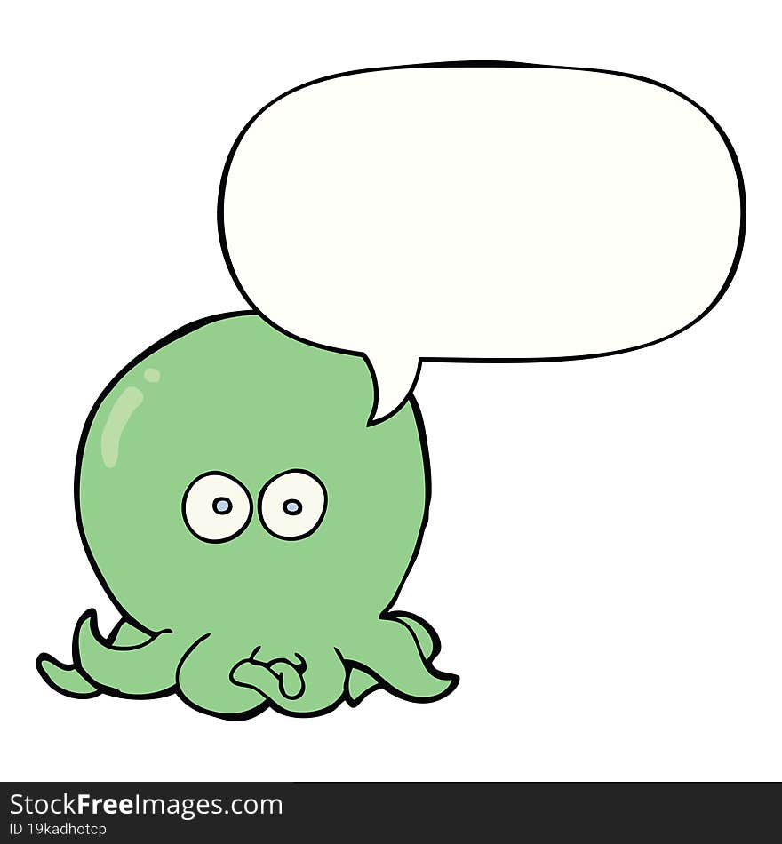 cartoon octopus and speech bubble