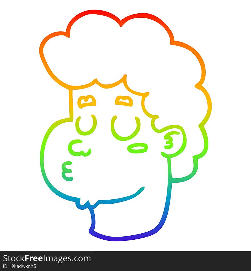 rainbow gradient line drawing cartoon male face