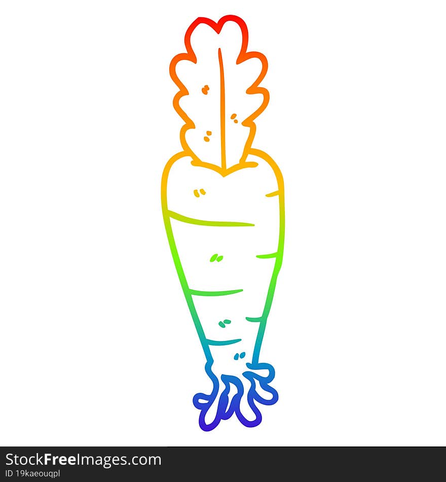 rainbow gradient line drawing of a cartoon parsnip