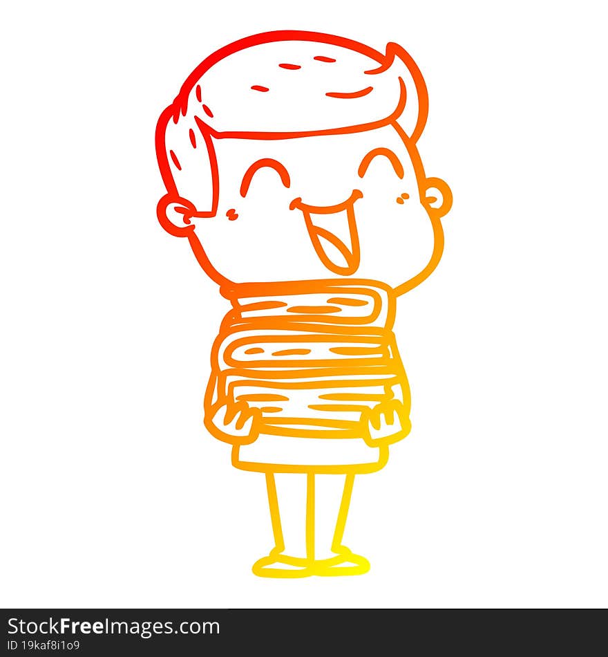 warm gradient line drawing of a cartoon man laughing