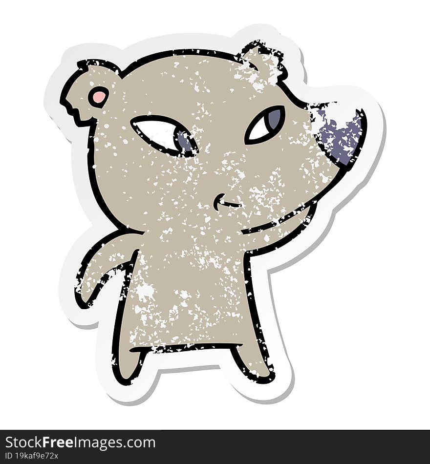 distressed sticker of a cute cartoon bear