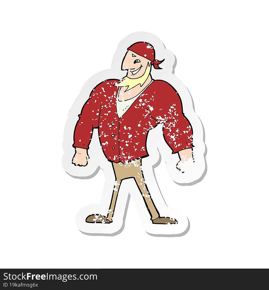 retro distressed sticker of a cartoon manly sailor man