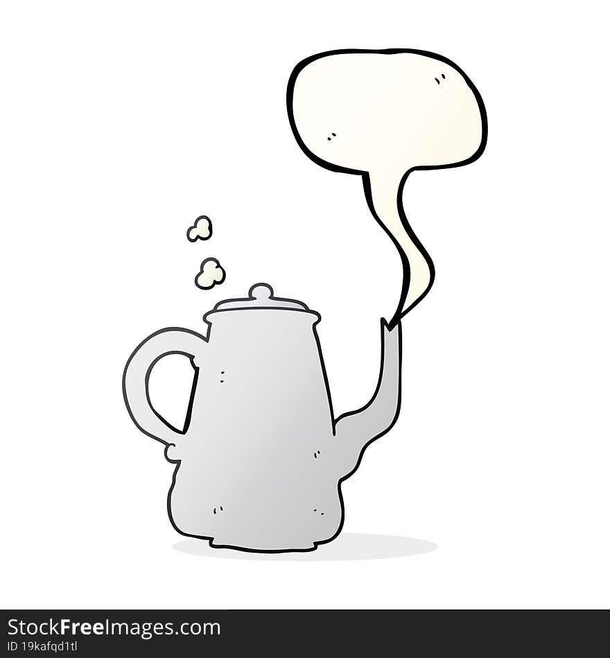 freehand drawn speech bubble cartoon steaming  coffee pot. freehand drawn speech bubble cartoon steaming  coffee pot