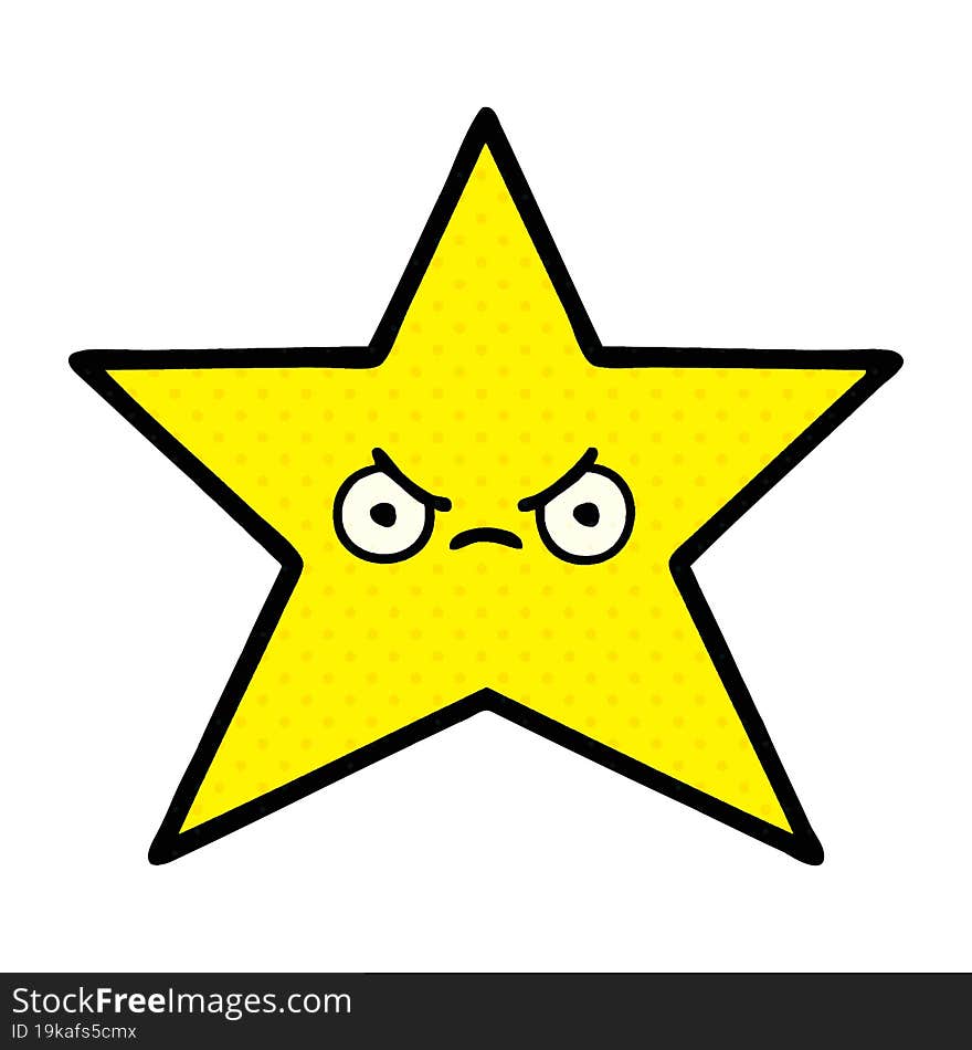 Comic Book Style Cartoon Gold Star