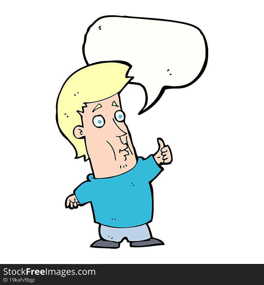 Cartoon Man Giving Thumbs Up Sign With Speech Bubble