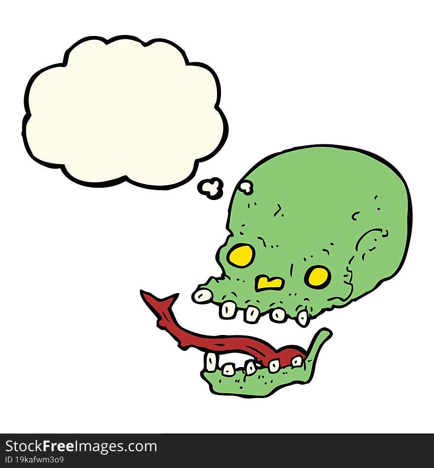 Cartoon Spooky Skull With Thought Bubble