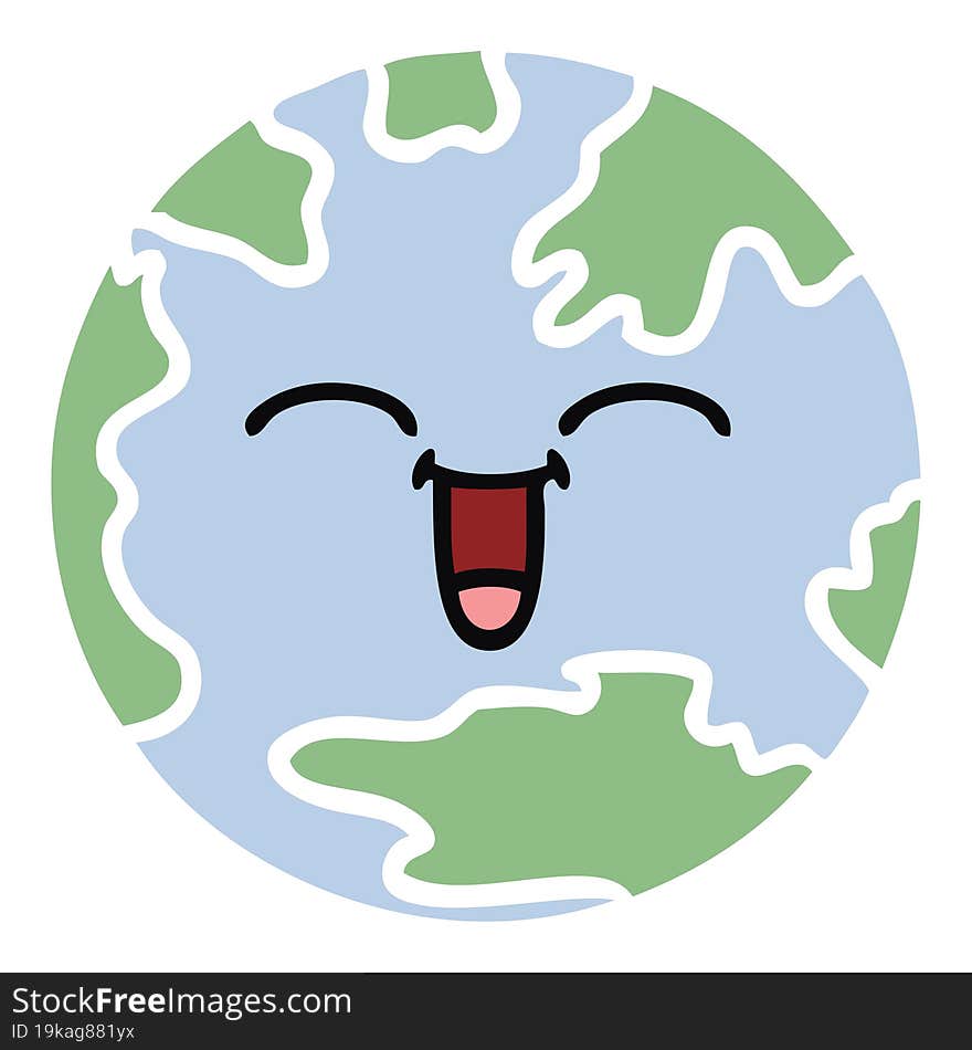 flat color retro cartoon planet earth