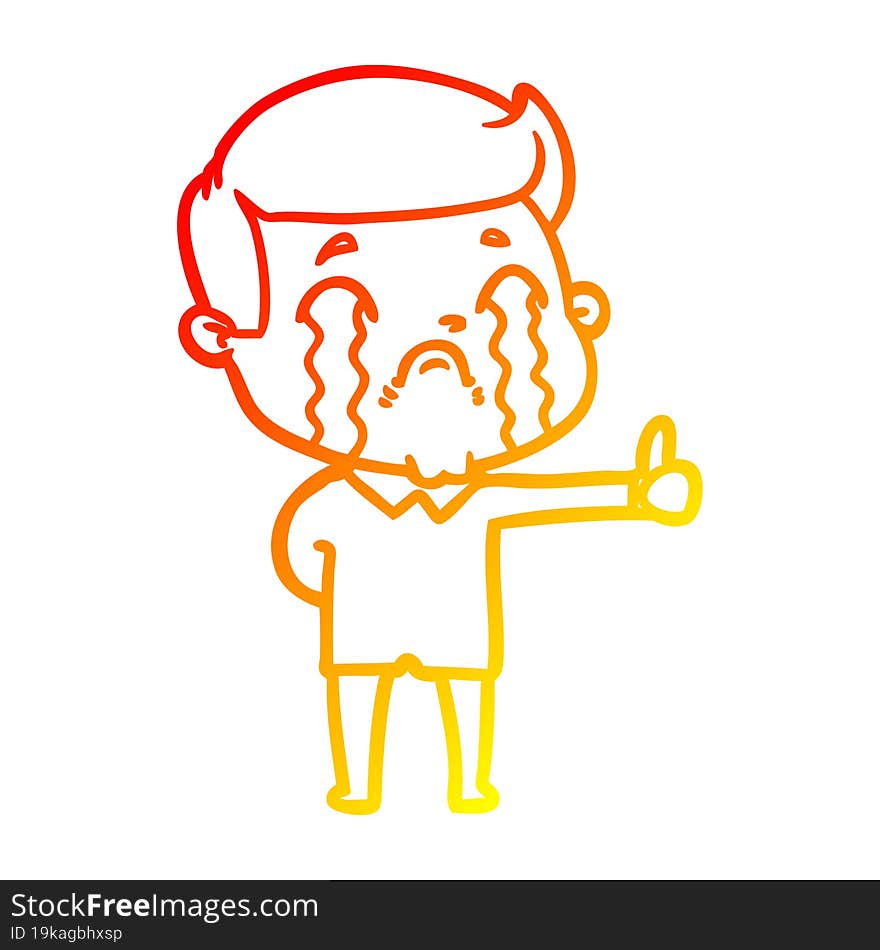 warm gradient line drawing cartoon man crying