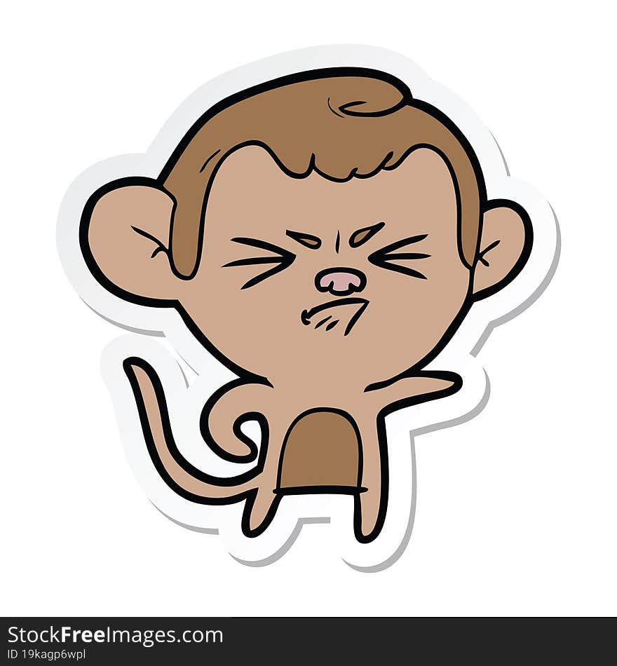 Sticker Of A Cartoon Annoyed Monkey