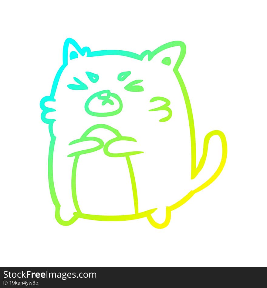 cold gradient line drawing angry cat