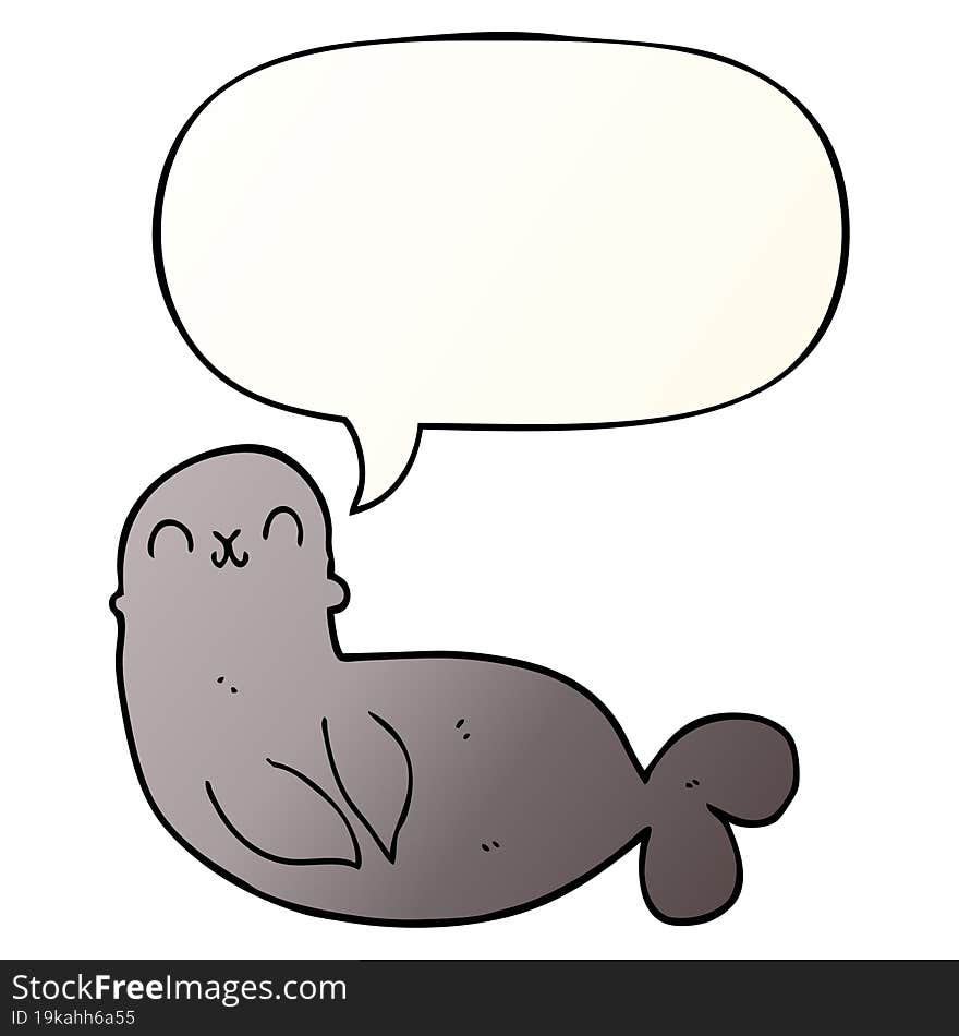 Cartoon Seal And Speech Bubble In Smooth Gradient Style