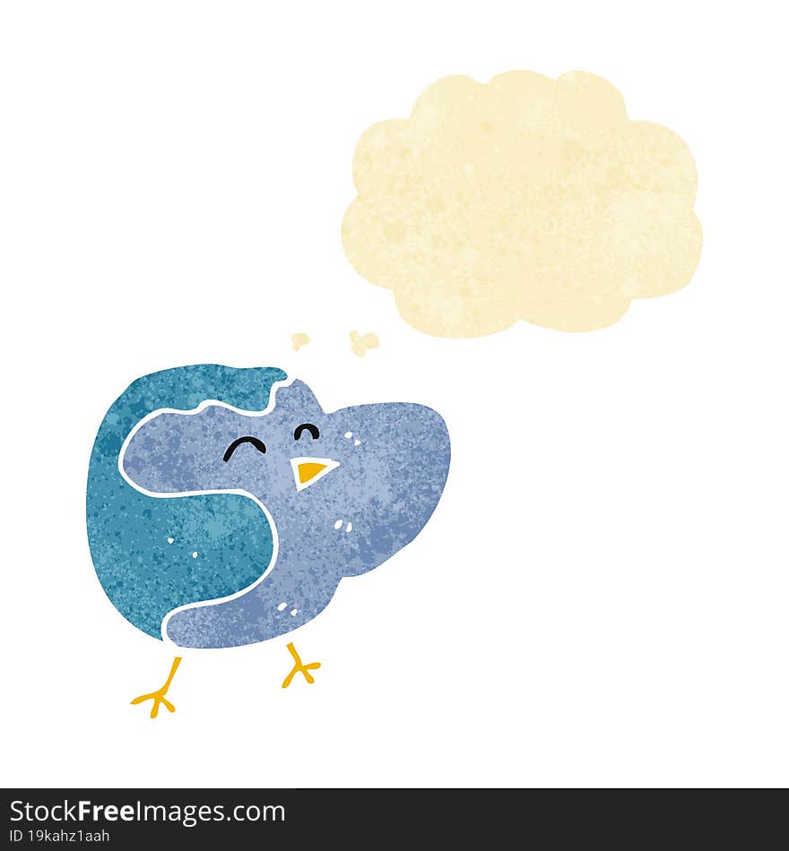 cartoon bird with thought bubble