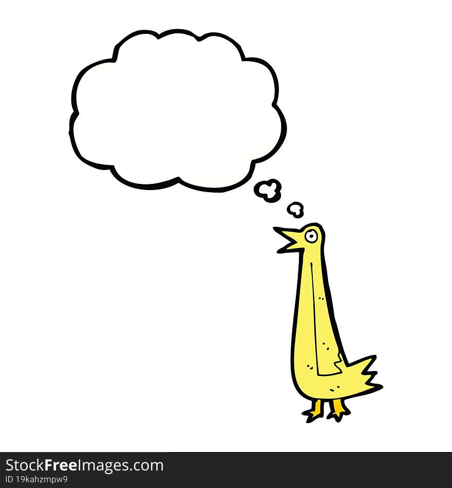 Funny Cartoon Bird With Thought Bubble