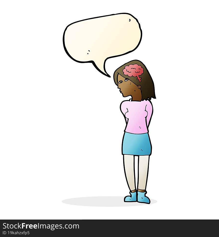 Cartoon Brainy Woman With Speech Bubble