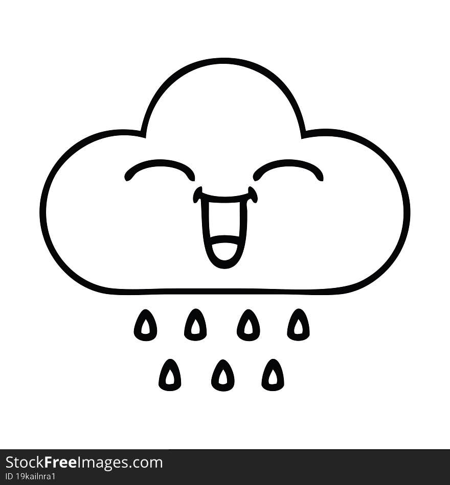 line drawing cartoon of a rain cloud