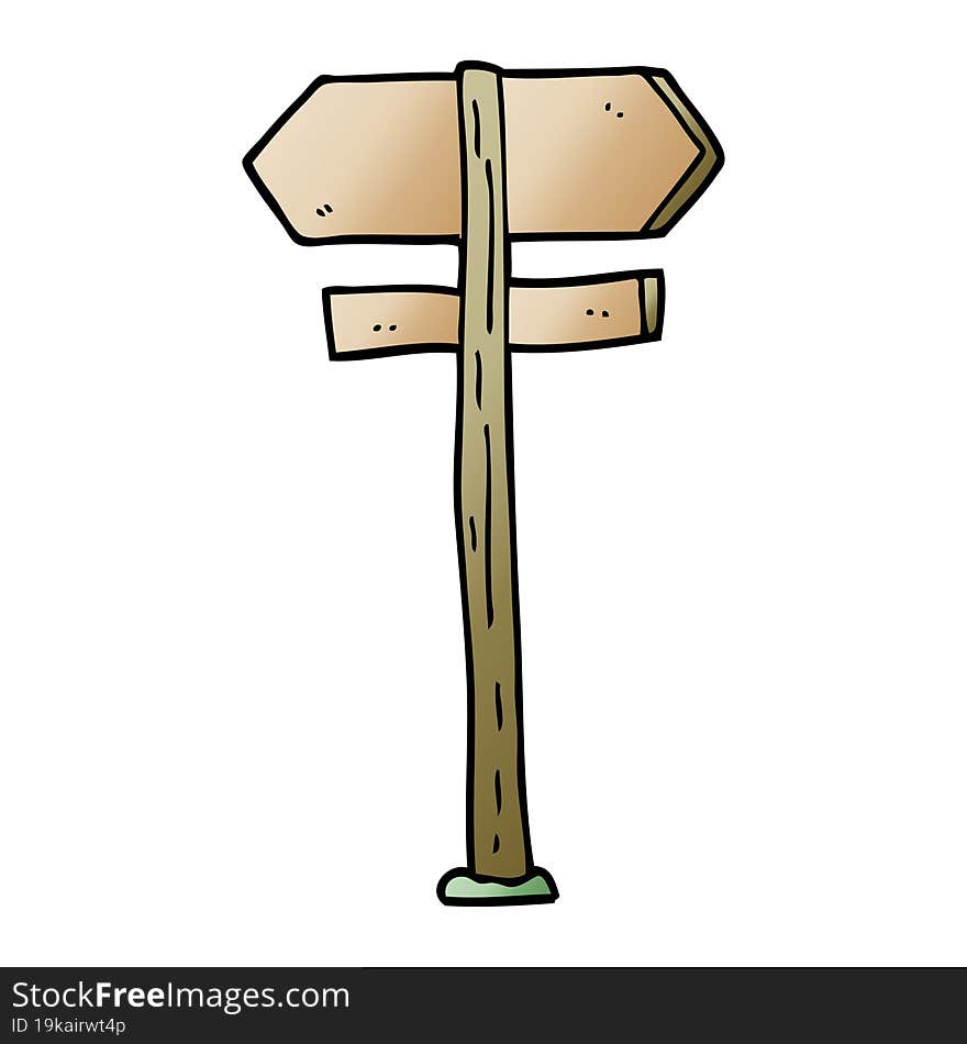 Cartoon Doodle Direction Sign