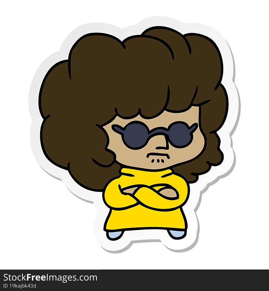 Sticker Cartoon Of A Kawaii Woman