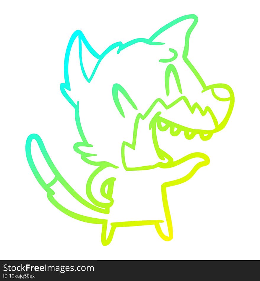 cold gradient line drawing laughing fox cartoon