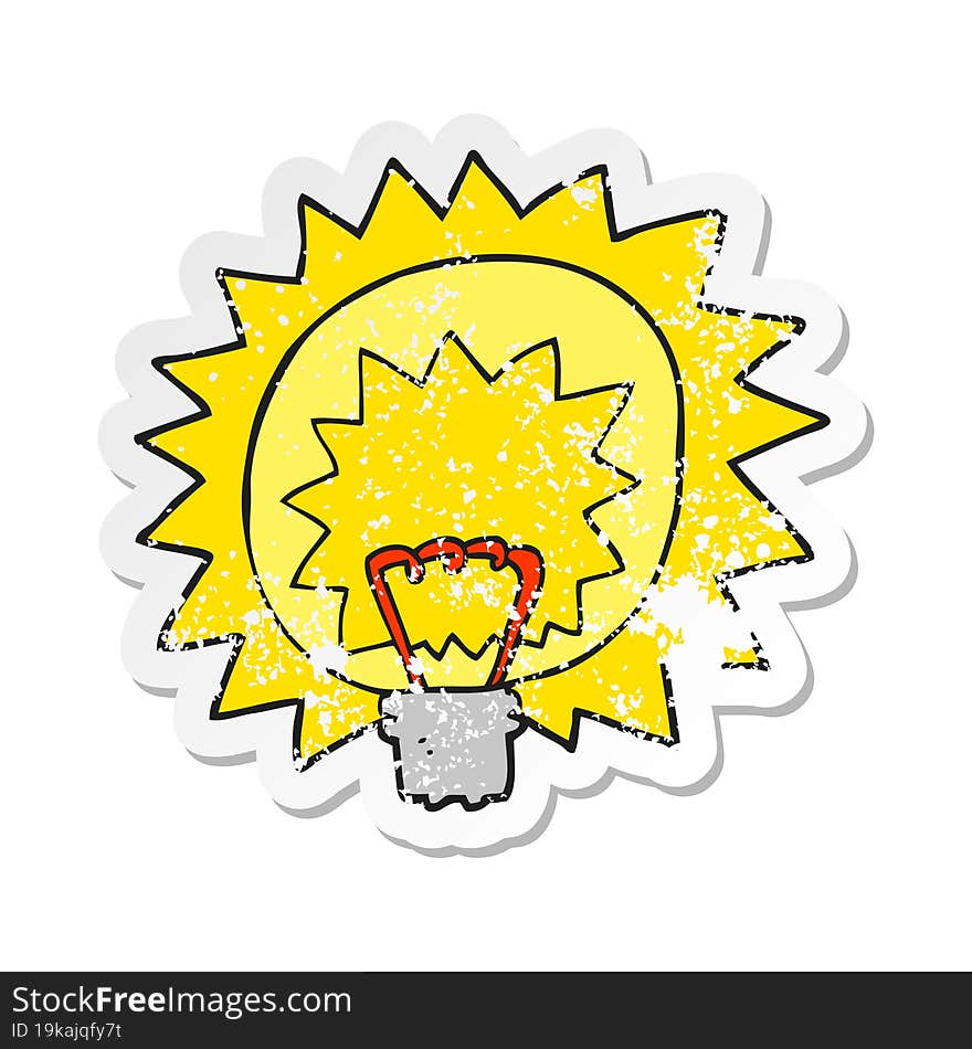 retro distressed sticker of a cartoon light bulb