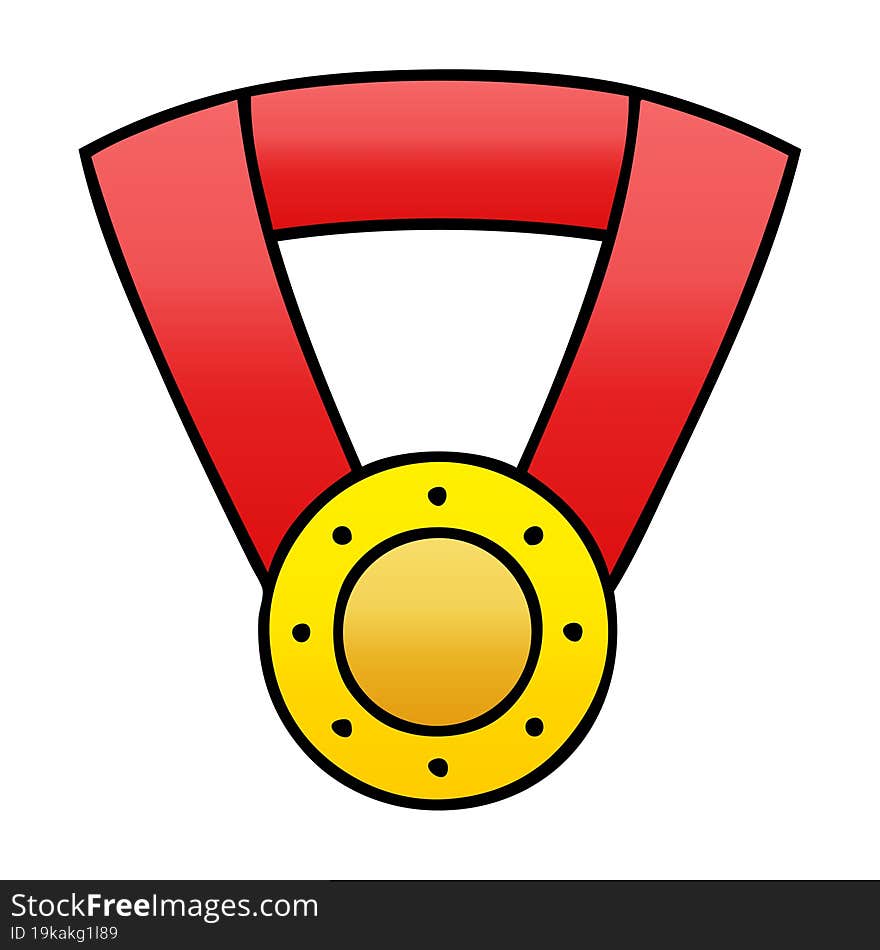 gradient shaded cartoon gold medal