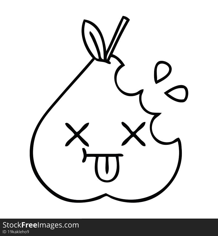 line drawing cartoon green pear