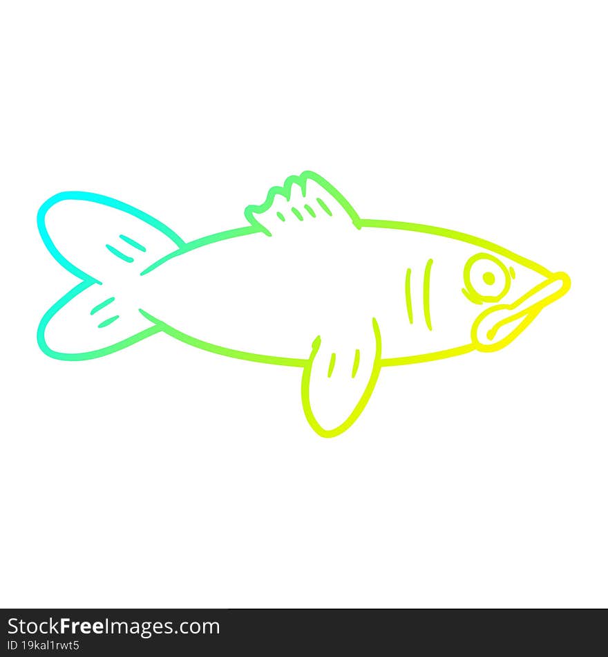 cold gradient line drawing cartoon fish