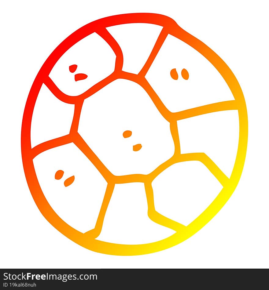 warm gradient line drawing cartoon soccer ball