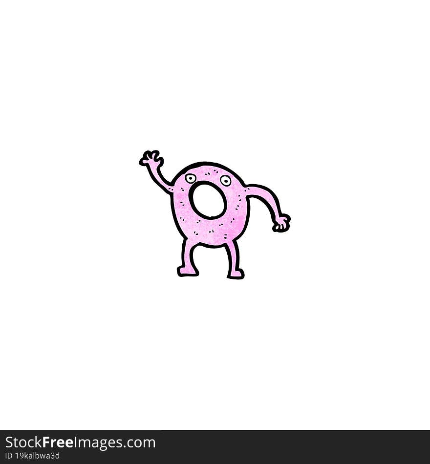 cartoon pink doughnut waving