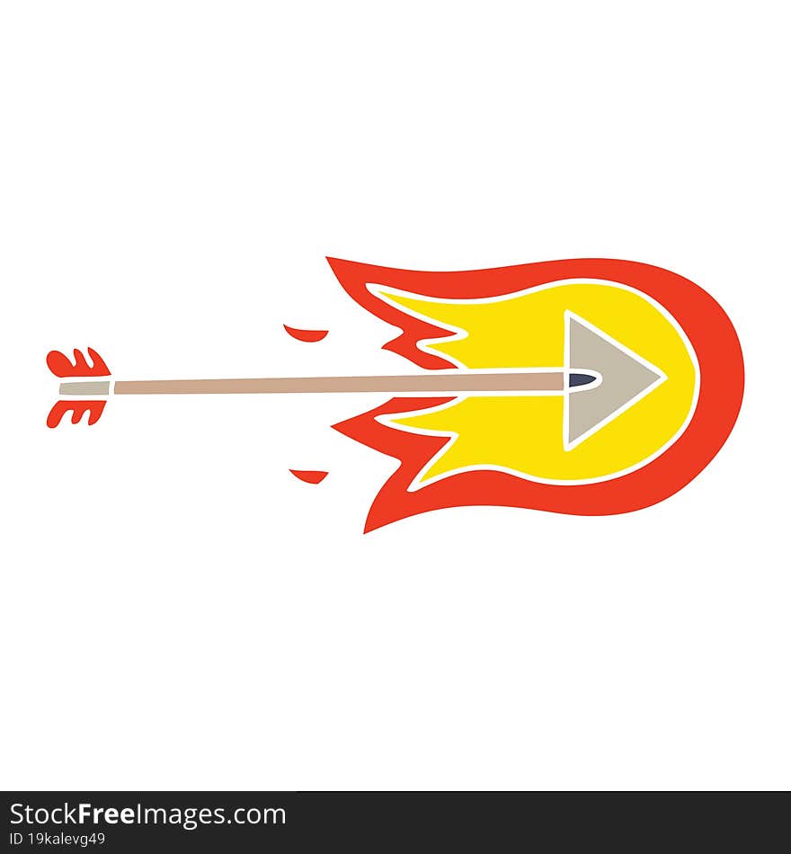 quirky hand drawn cartoon burning arrow