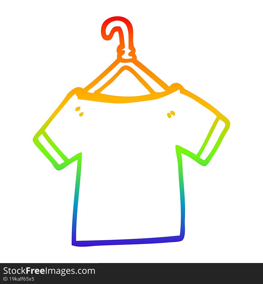 rainbow gradient line drawing cartoon t shirt on hanger